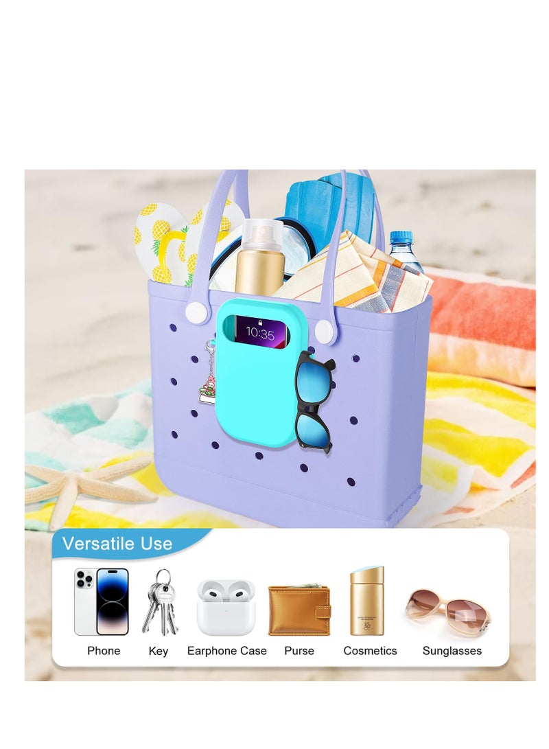 SYOSI Bag Insert Pouch for Travel Tote Bag Beach Bag Accessories Inlaid Mobile Phone Bag with Cover Ladies Travel Insert Organiser Tidy Bag Purse Pouch for Phone Sunglas Purse Makeup Keys Teal  - Image 5