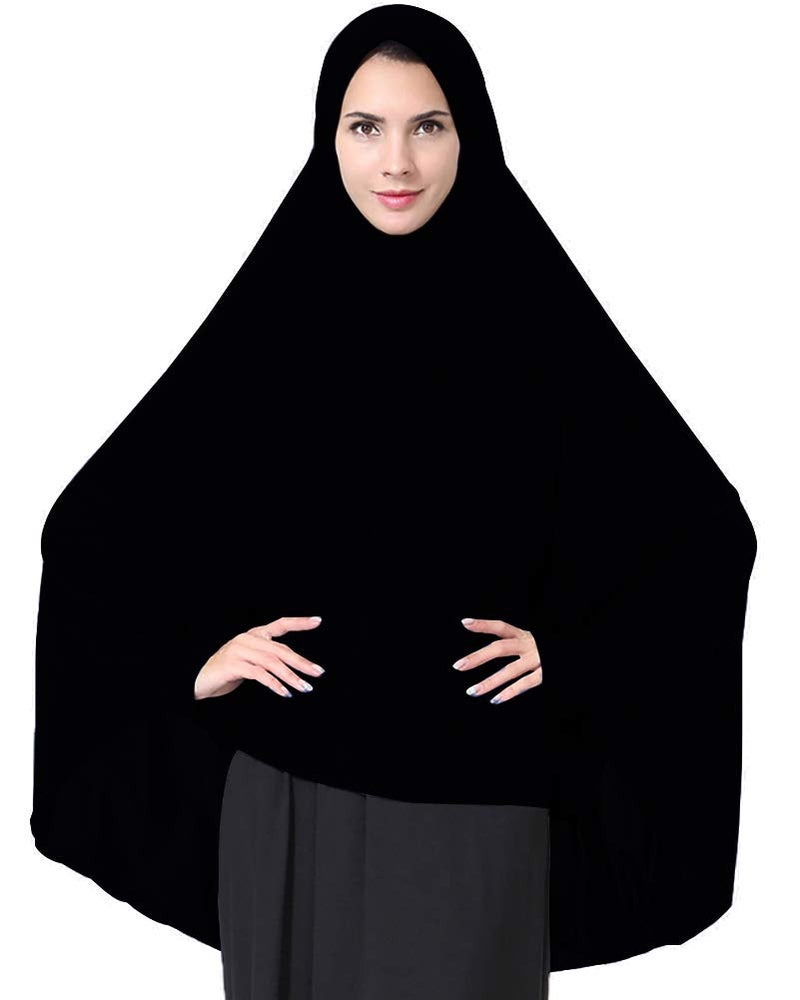 Ababalaya Women's Elegant Modest Muslim Islamic Ramadan Soft Lightweight Jersey Hijab Long Scarf, Black, M - Image 1