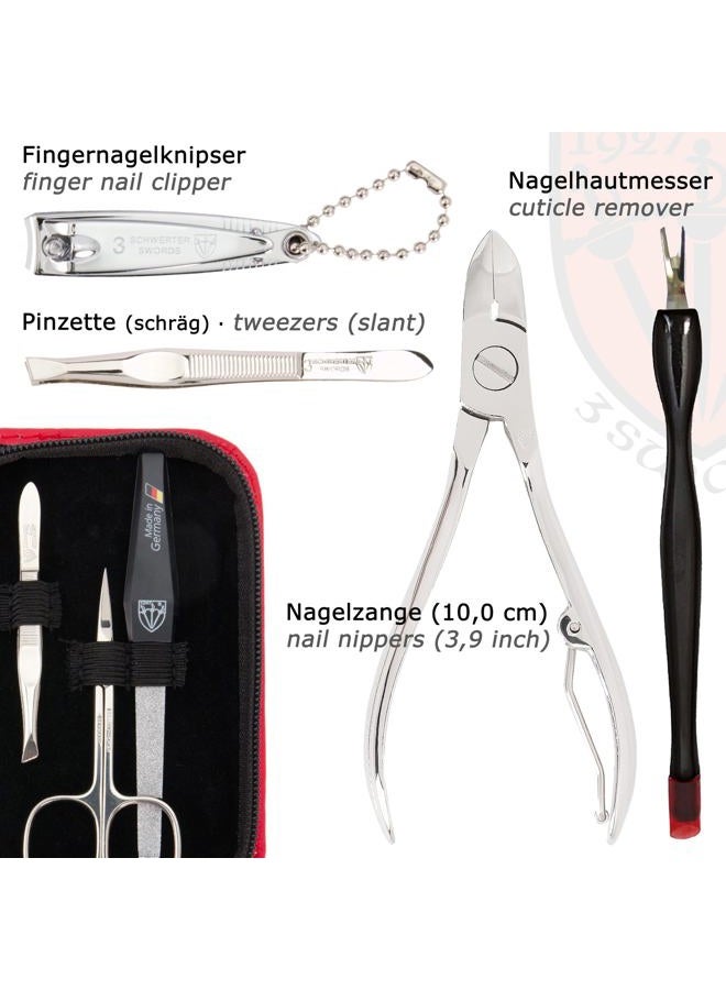 3 Swords Germany brand quality 6 piece manicure pedicure grooming kit set for professional finger & toe nail care scissors clipper fashion leather case in gift box, Made in Solingen Germany (03706) - Image 3
