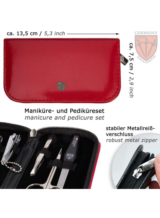 3 Swords Germany brand quality 6 piece manicure pedicure grooming kit set for professional finger & toe nail care scissors clipper fashion leather case in gift box, Made in Solingen Germany (03706) - Image 4