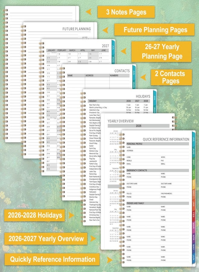 Coboll دفتر مواعيد 2026-2027 - مخطط يومي بالساعة، من يوليو 2026 إلى يونيو 2027، مقاس 8.5 × 11 بوصة، دفتر مواعيد أسبوعي بفواصل مطبوعة، بفواصل زمنية مدتها 30 دقيقة، يشمل العطلات الرسمية - Image 5