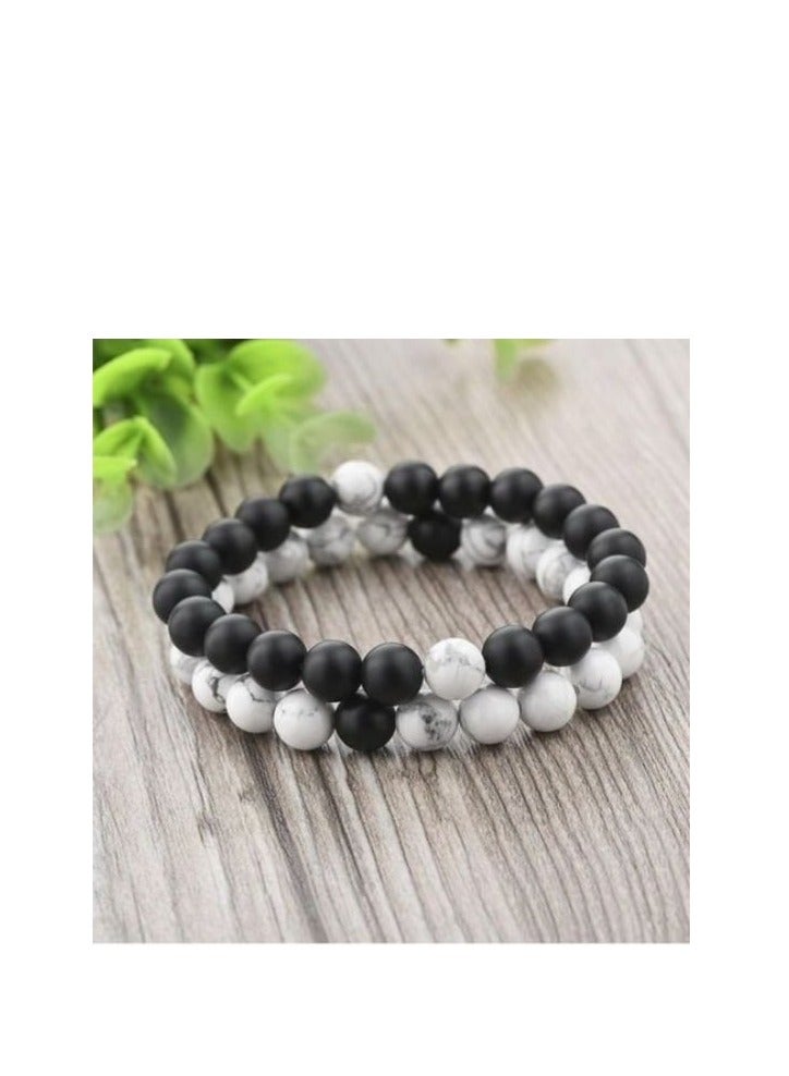 RA accessories Unisex Bracelet Of Off-White Turquoise & Black Onyx-Two Pieces - Image 1