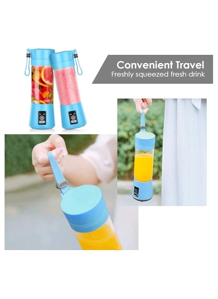 مزارا خلاط فواكه كهربائي محمول مع 6 شفرات بحجم شخصي صغير قابل لاعادة الشحن بمنفذ USB مناسب للمنزل والتنقل وحفلات الشواء (، لون ازرق)، 175.0 واط - c919  - Image 2