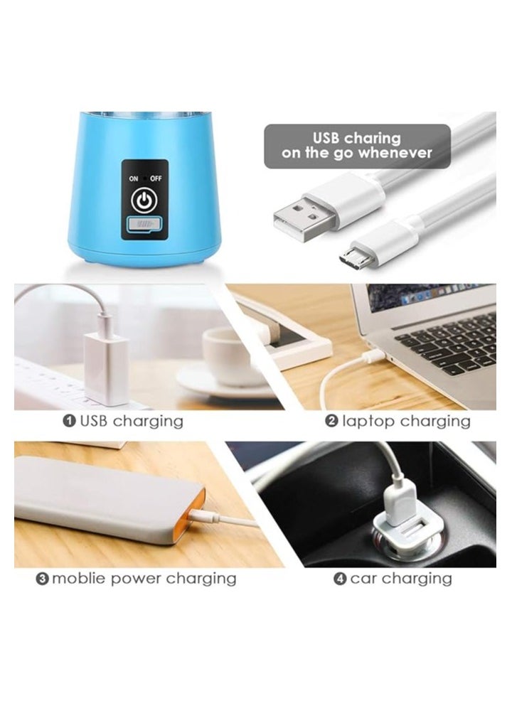 مزارا خلاط فواكه كهربائي محمول مع 6 شفرات بحجم شخصي صغير قابل لاعادة الشحن بمنفذ USB مناسب للمنزل والتنقل وحفلات الشواء (، لون ازرق)، 175.0 واط - c919  - Image 4