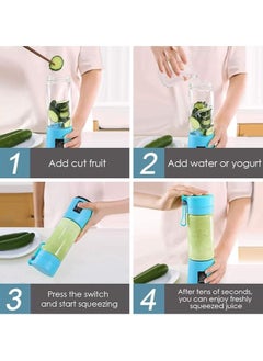 mazara Portable Electric Fruit Blender with 6 Blades Personal Size Mini USB Rechargeable Blender for Home, Travel, BBQ (Blue), 175.0W - C919  - Image 5