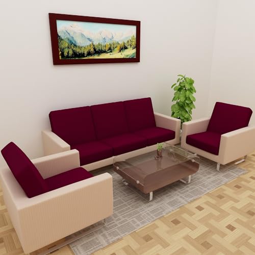 DREAM KING Terry Polycotton Sofa Seat Protector | Flexible | Elastic Stretchable | Sofa Cover | Sofa Protector Five Seater | Color- Maroon (Size: 23 inch X 23 inch) Pack of 10 - Image 2