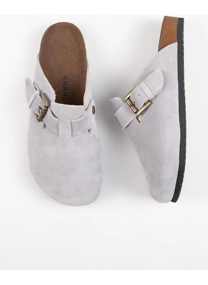 Manijero Krahe Sergio Men's Leather Sabo Gray Slippers