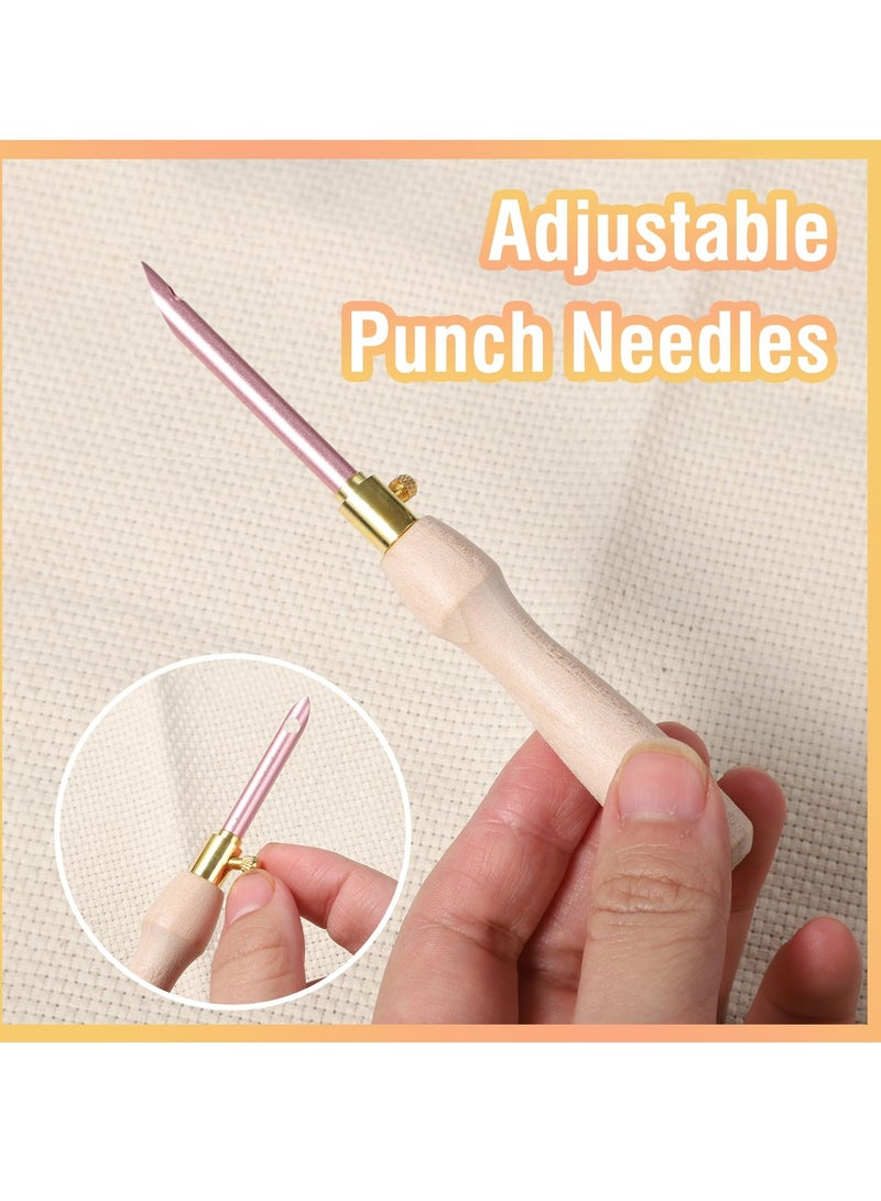 Excefore Punch Needle Kit, 35 Pcs Embroidery Stitching Punch Needle Poking Cross Stitch Tools, Punch Needle Wooden Handle Embroidery Pen Needle, Big Eye Needles, for Embroidery Embroidery Beginners - Image 4