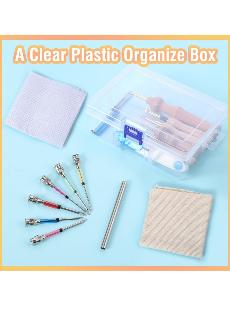 Excefore Punch Needle Kit, 35 Pcs Embroidery Stitching Punch Needle Poking Cross Stitch Tools, Punch Needle Wooden Handle Embroidery Pen Needle, Big Eye Needles, for Embroidery Embroidery Beginners - Image 3