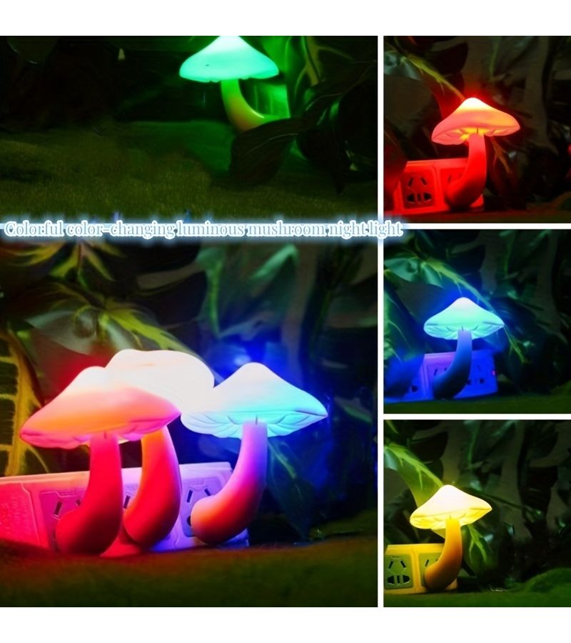 مصباح ليلي حساس للحركة على شكل فطر مع لمبات LED (6 قطع) لون أصفر متغير – مصباح بجانب السرير - Image 2