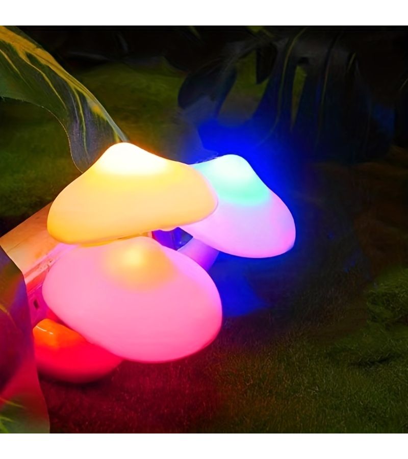 مصباح ليلي حساس للحركة على شكل فطر مع لمبات LED (6 قطع) لون أصفر متغير – مصباح بجانب السرير - Image 3