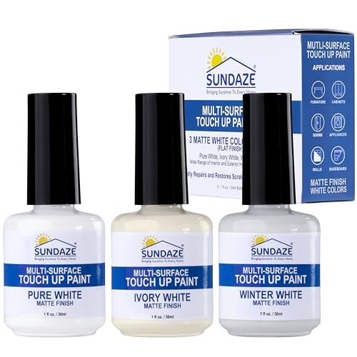 Sundaze Matte White Touch-Up Paint Pen Kit - Wall, Kitchen Cabinet, Furniture, Wood Door Touch Up - 3 Color Shades, Instantly Repair & Restore Scratches, Chips, Stains - Mix to Perfect Color Match - Image 1