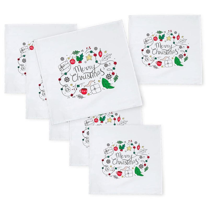 Khakee 6 Pcs Christmas Theme Silk Table Napkins 10x 10 for Xmas Decoration Christmas OrnamentsChristmas Giftxmas21412 - Image 1