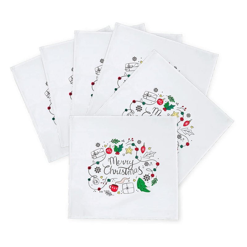 Khakee 6 Pcs Christmas Theme Silk Table Napkins 10x 10 for Xmas Decoration Christmas OrnamentsChristmas Giftxmas21412 - Image 2