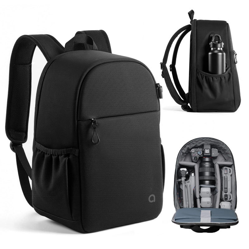 llano Compact Camera Backpack for DSLR/SLR/Mirrorless,Photography Bag with Laptop Slot (for 14" MacBook) & Tripod Holder, Ideal for Travel & Outdoor (for Canon, Nikon, Sony), Small, Black,10L Capacity - Image 1