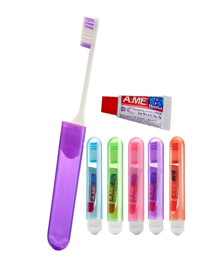 KUGUAN Travel Toothbrush Set Portable Foldable Toothbrush with Mini Toothpaste Soft Toothbrush for Travel Business Trip Camping Outdoor Activities Individually Packaged (1PCS) - Image 1