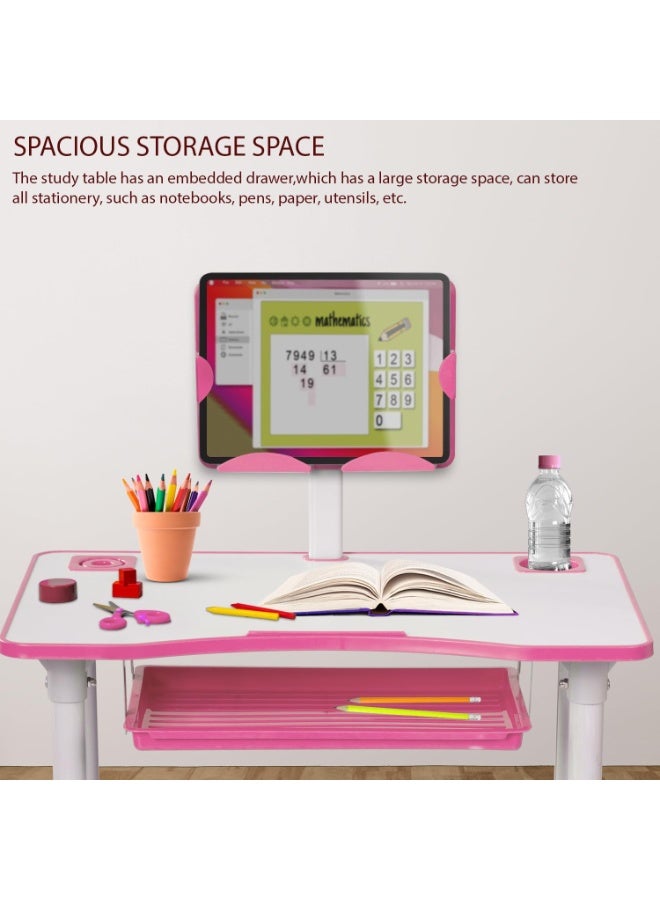 BAYBEE Kids Adjustable Study Table & Chair Set (Pink) - Image 3