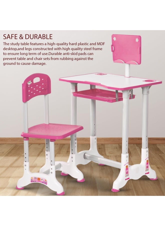 BAYBEE Kids Adjustable Study Table & Chair Set (Pink) - Image 5