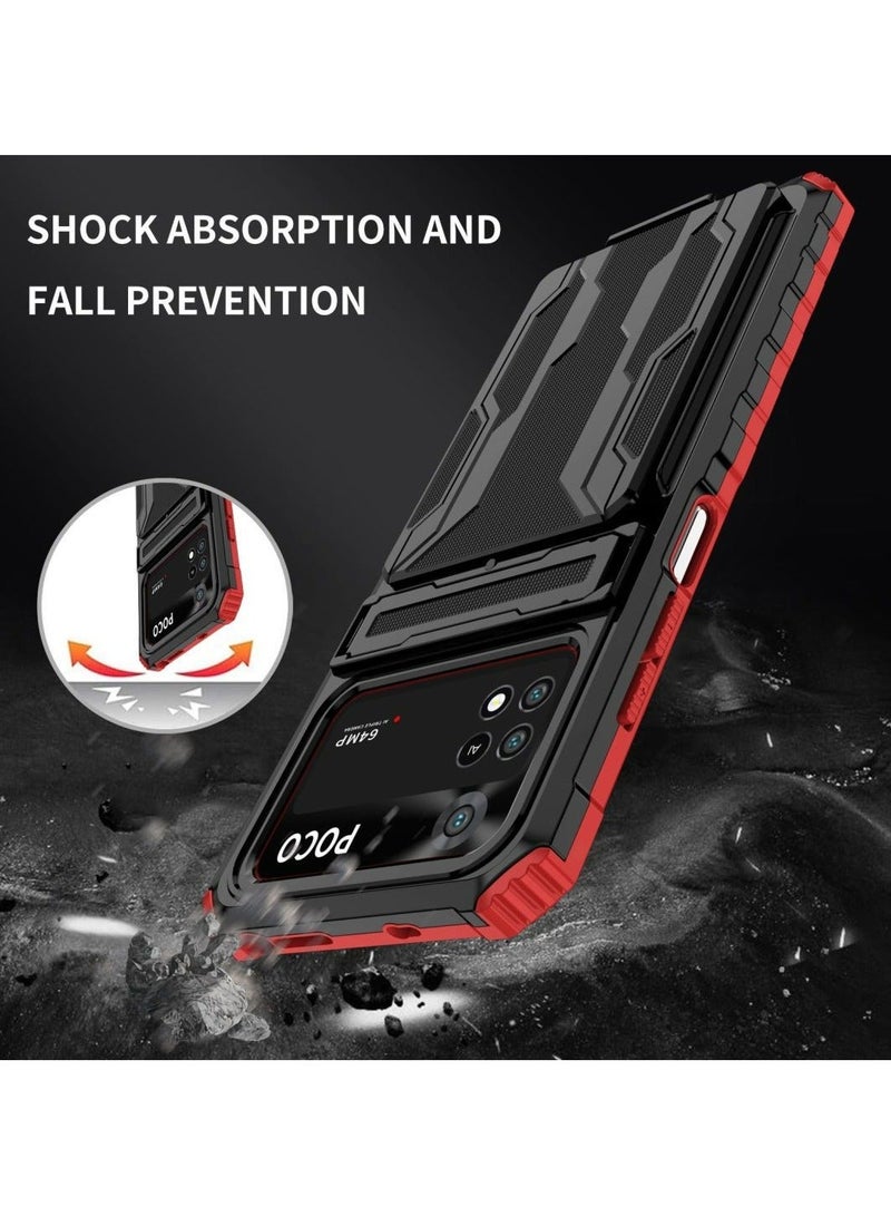 Protective Cover for Xiaomi Poco M4 Pro 4G Wallet Case with Credit Card Holder Stand Kickstand Slim Rugged Shockproof Heavy Duty Defender Armor  - Image 3