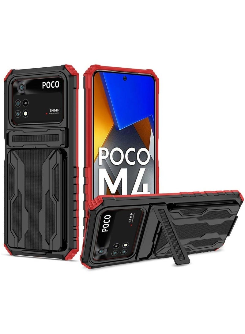 Protective Cover for Xiaomi Poco M4 Pro 4G Wallet Case with Credit Card Holder Stand Kickstand Slim Rugged Shockproof Heavy Duty Defender Armor  - Image 1
