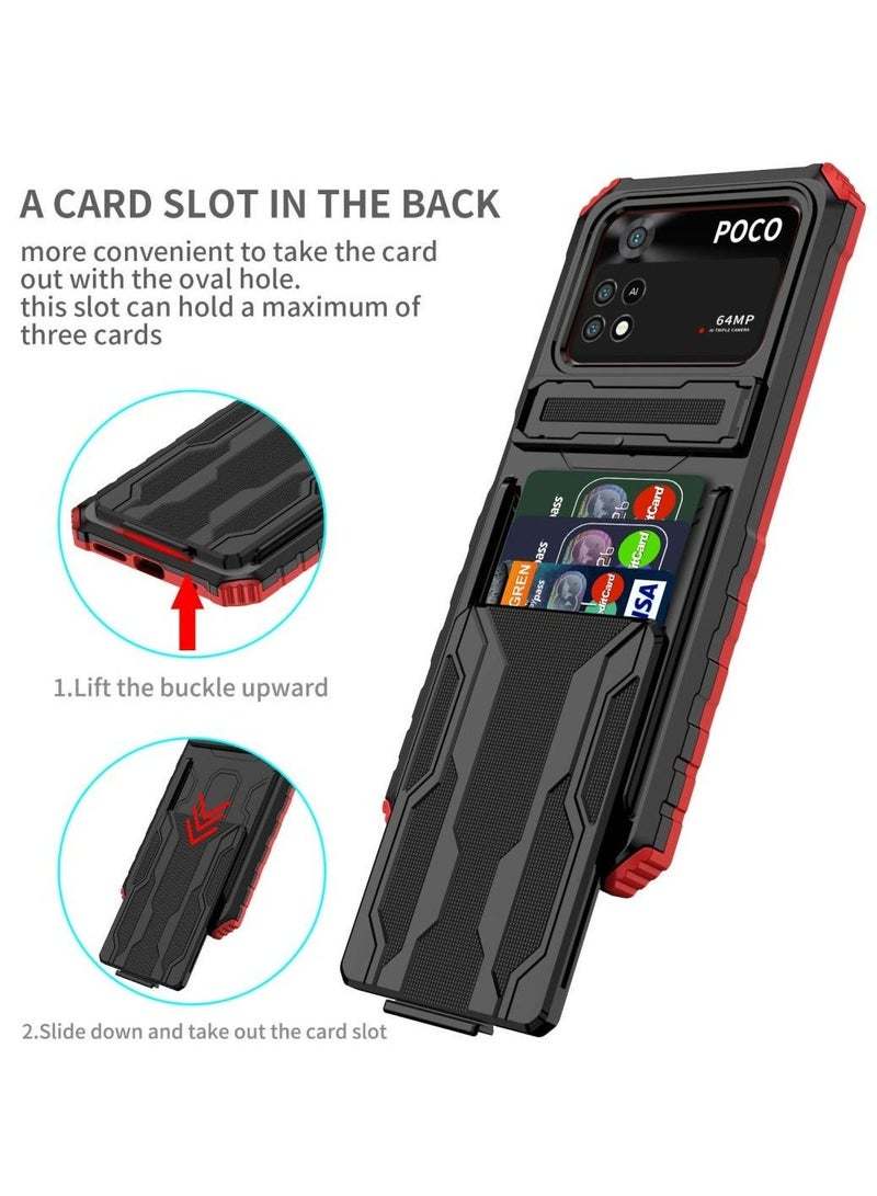 Protective Cover for Xiaomi Poco M4 Pro 4G Wallet Case with Credit Card Holder Stand Kickstand Slim Rugged Shockproof Heavy Duty Defender Armor  - Image 2
