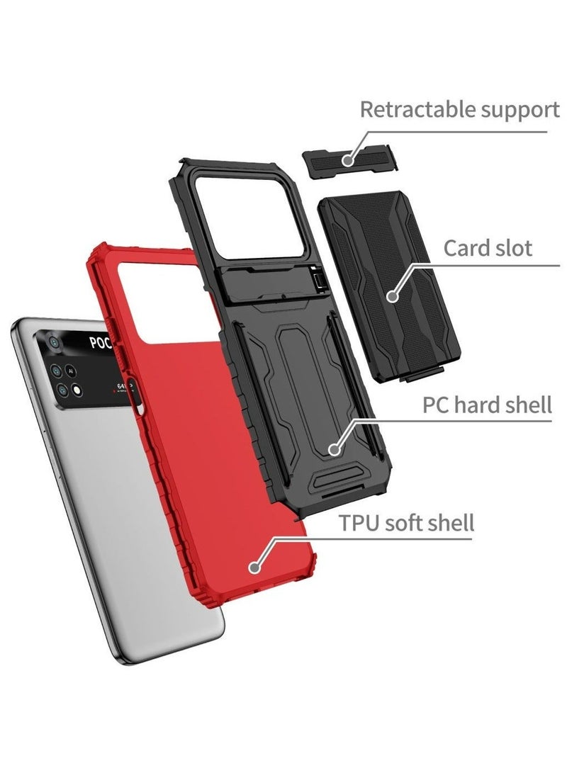 Protective Cover for Xiaomi Poco M4 Pro 4G Wallet Case with Credit Card Holder Stand Kickstand Slim Rugged Shockproof Heavy Duty Defender Armor  - Image 5