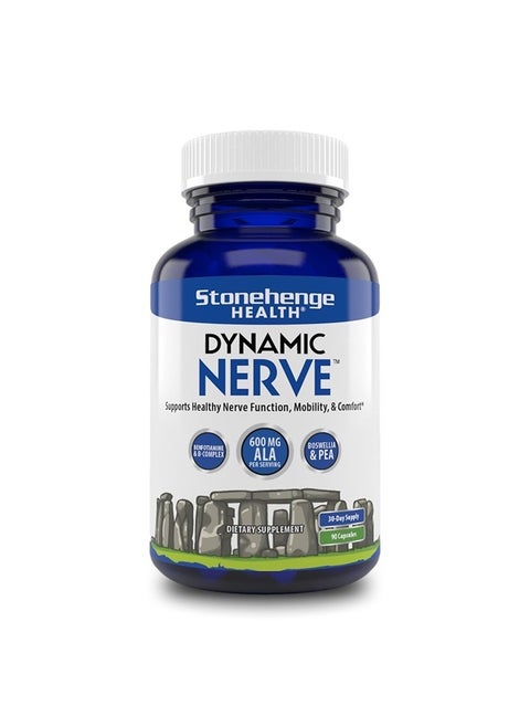 Dynamic Nerve Supplement - Supports Nerve Function in Fingers, Toes, Hands, and Feet with Alpha Lipoic Acid ALA, Benfotiamine, Pea, Robust B Complex, Boswellia
