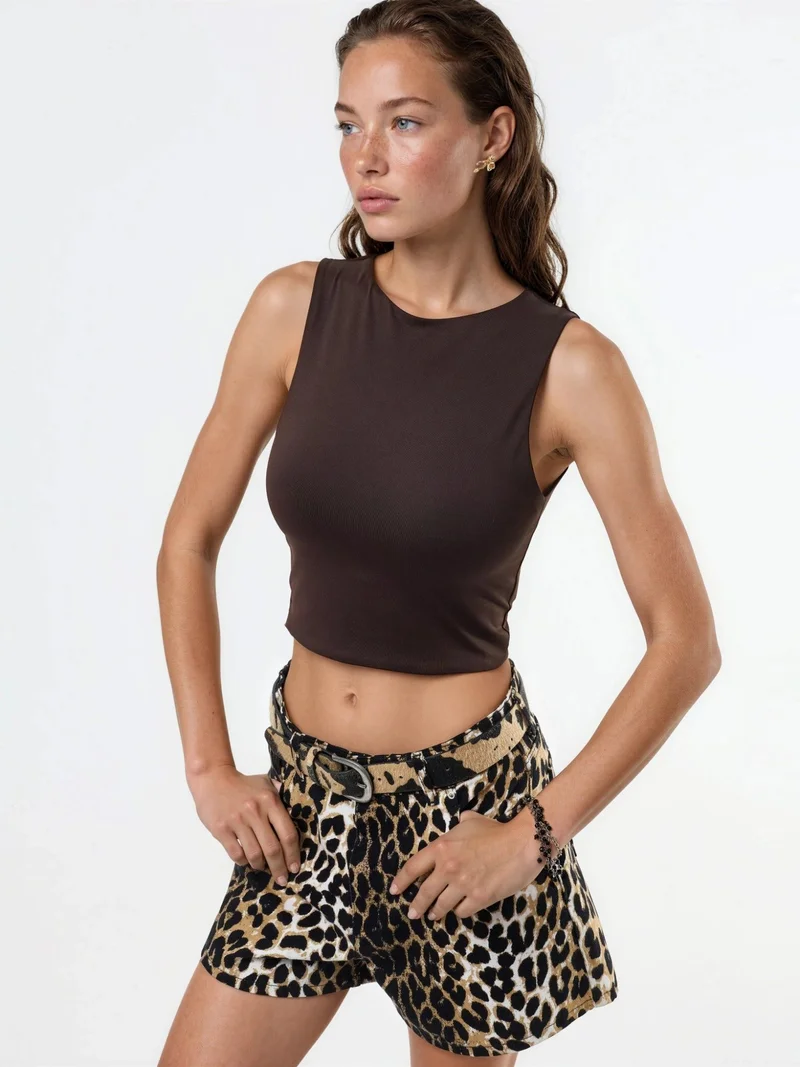 بوسيم BUSEM Boat Neck Sleeveless Knitted Blouse