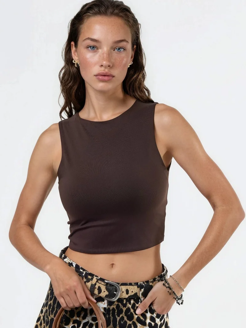 Busem BUSEM Boat Neck Sleeveless Knitted Blouse