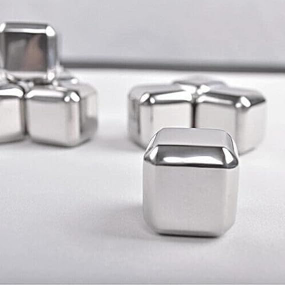 SHOPECOM SHOPECOM 4pcs Stainless Steel Ice Cubes Reusable Chilling Stones for Whiskey Wine Keep Your Drink Cold Longer Whiskey Wine Wine Cooling Cube Chilling Rock Party Bar Tool - Image 2