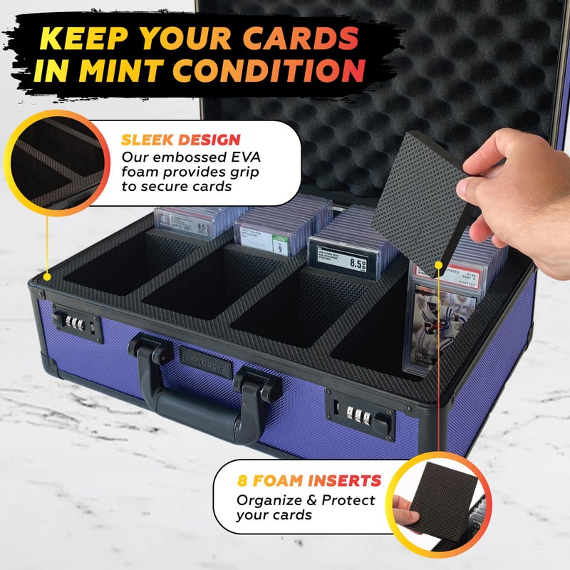 Panopply صندوق تخزين بطاقات SLAB ARMOR FUSION 4 صفوف لحفظ بطاقات PSA المصنفة لحفظ أكثر من 160 شريحة بطاقات مصنفة صندوق شريحة PSA هدايا لجمع بطاقات الرياضة بيسبول (أزرق داكن) - Image 3