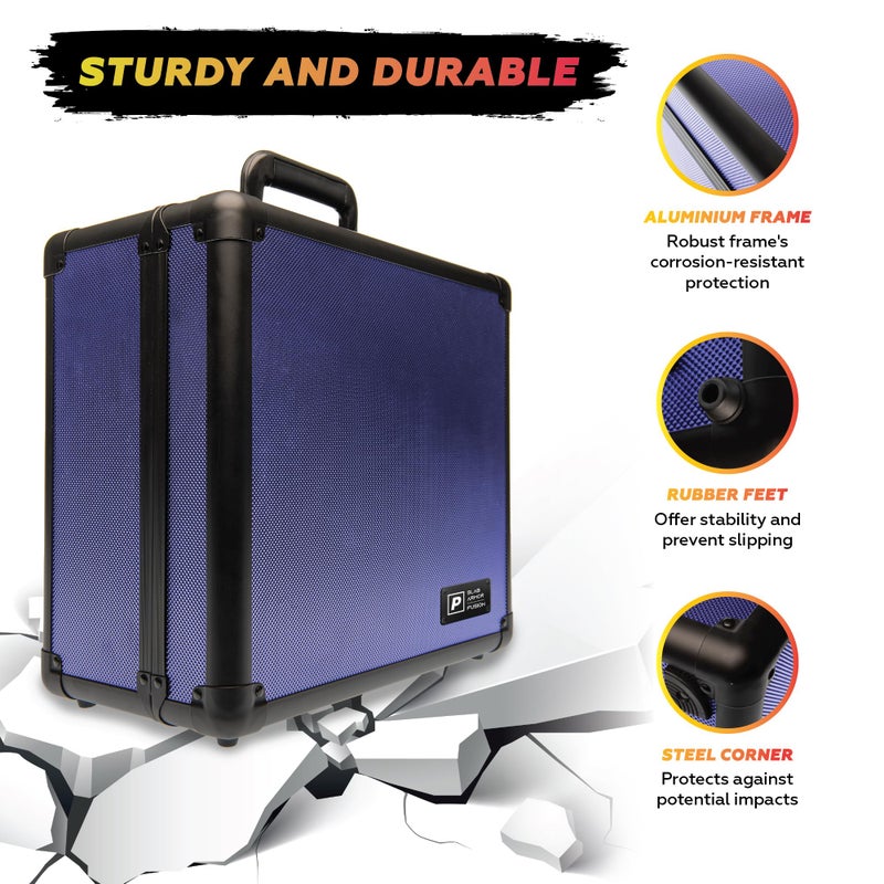 Panopply صندوق تخزين بطاقات SLAB ARMOR FUSION 4 صفوف لحفظ بطاقات PSA المصنفة لحفظ أكثر من 160 شريحة بطاقات مصنفة صندوق شريحة PSA هدايا لجمع بطاقات الرياضة بيسبول (أزرق داكن) - Image 5