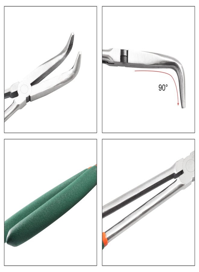 كماشة LEONTOOL ذات أنف منحني مقاس 11 بوصة، كماشة طويلة المدى بزاوية 90 درجة مع أسنان مسننة مستقيمة وطويلة جدًا للمساحات الضيقة التي يصعب الوصول إليها والمناطق الخالية المحدودة - Image 4