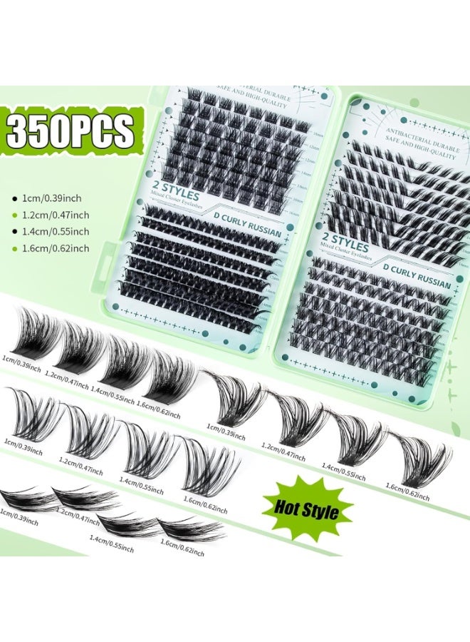 كمايو مجموعة الرموش الكاذبة ، D Curl Wispy DIY مجموعة تمديدات الرموش مجموعة 10-16 مم الرموش مع Bond والختم والمصاص 350pcs - Image 4