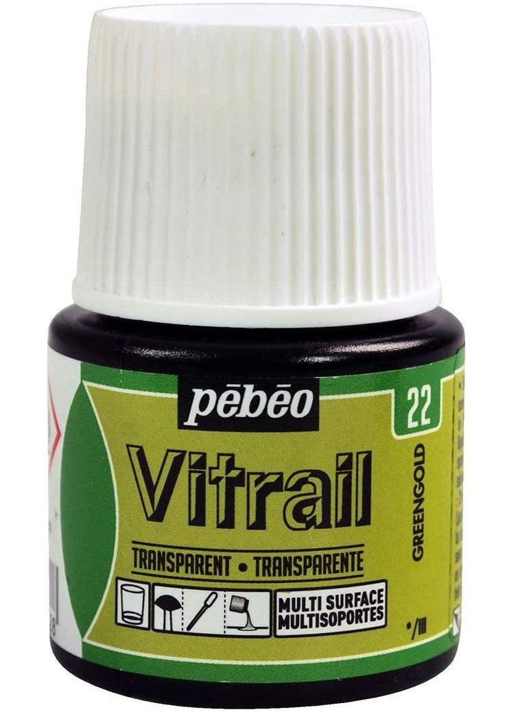 Pebeo - Pebeo Vitrail Transparent Glass Paint - 45ml Greengold - Image 1