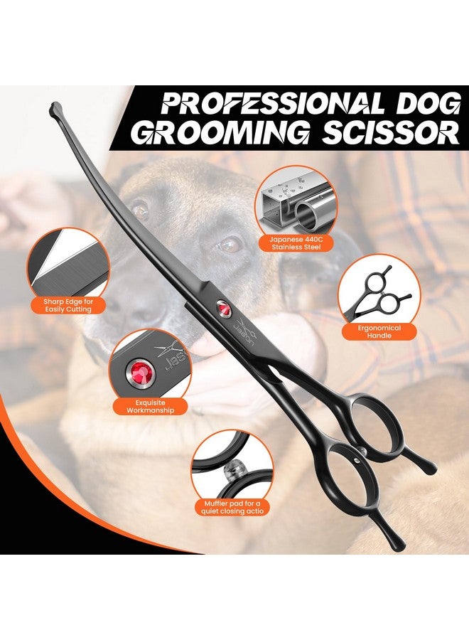 جيسون مقص جيسون للعناية بالكلاب، مقاس 7.5 بوصة - مقص احترافي منحني لأعلى برؤوس مستديرة، مصنوع من الفولاذ المقاوم للصدأ الياباني، مناسب للكلاب والقطط والحيوانات الأليفة الأخرى (منحني برؤوس مستديرة، لون أسود) - Image 3