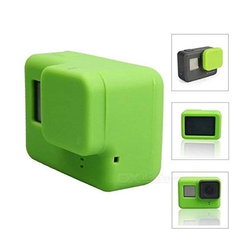 Action Pro غطاء سيليكون مطاطي + غطاء واقي للعدسة متوافق مع كاميرا أكشن GoPro Hero 7/6/5 (أخضر) - Image 5