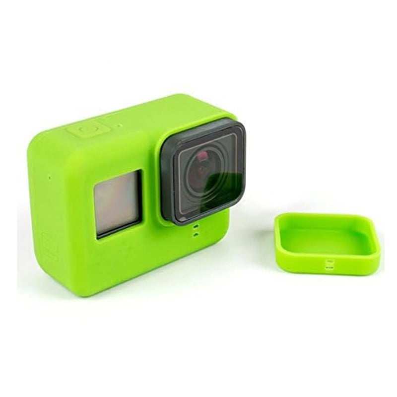 Action Pro غطاء سيليكون مطاطي + غطاء واقي للعدسة متوافق مع كاميرا أكشن GoPro Hero 7/6/5 (أخضر) - Image 2