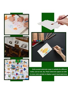 Fyess Fyess 120Pcs 100% Rag Cotton White Watercolor Paper Cold Press Paper Bulk Watercolor Drawing Student Artist for Kids,5 x 7 inch  - Image 4