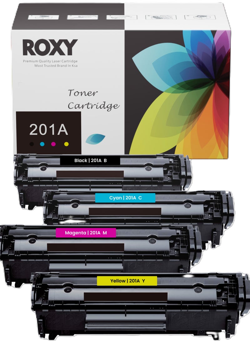 ROXY 201A 201X Compatible toner (SET) For HP 201A 201X / CF400A CF401A CF402A CF403A Color LaserJet Pro MFP M277dw M277c6 M252dw M252n M252 M277 M277n 277dw Ink Printer (Black, Cyan, Magenta, yellow) - Image 1