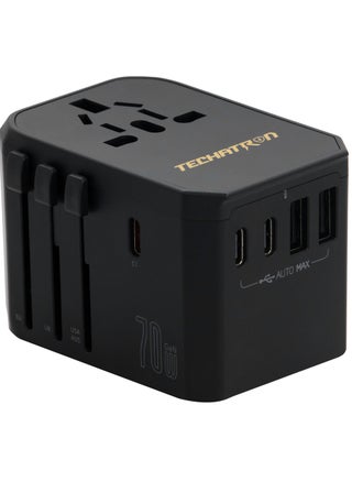 70W GAN Charger 6-in-1 Universal Travel Adapter (Type C/G/A/I) for US/AU/UK/EU | 2 USB-A, 3 USB-C, 1 AC Socket | European Travel Plug Adapter | International Power Adapter | Black - pzsku/Z8B19B15E0B31C7D09FB6Z/45/_/1727334513/f4f26d88-5b88-46dc-bde3-4ca31f3fcffa