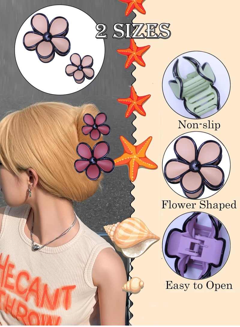 Lelet 12 Pack Flower Hair Clips for Women & Girls, Large & Mini Flower Claw Clips for Thick & Thin Hair, Strong Hold Non-slip Claw Clips, Cute Beach & Holiday Hair Accessories - Image 2
