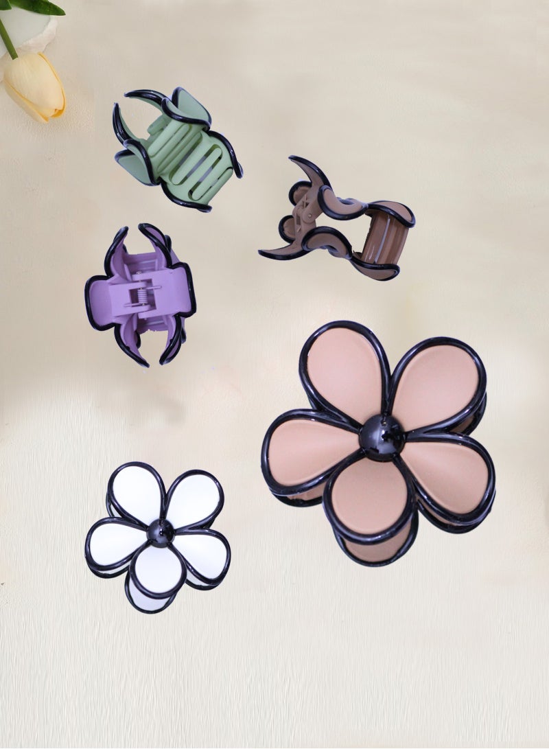 Lelet 12 Pack Flower Hair Clips for Women & Girls, Large & Mini Flower Claw Clips for Thick & Thin Hair, Strong Hold Non-slip Claw Clips, Cute Beach & Holiday Hair Accessories - Image 3