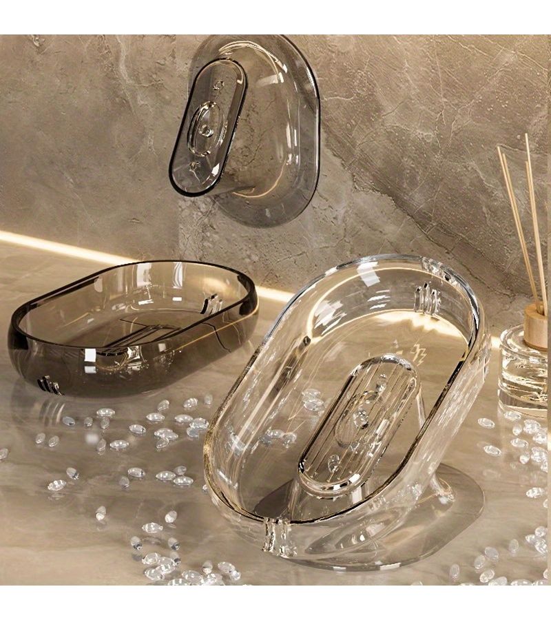 White Plastic Soap Dish Oval Bathroom Organizer Lightweight Durable Shower Bathtub Decor Easy Clean Space Saving Kitchen Vanity Accessory - Image 3