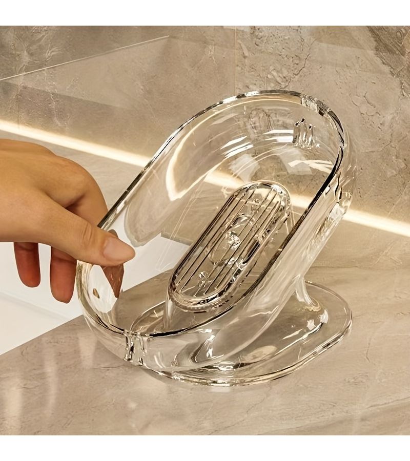 White Plastic Soap Dish Oval Bathroom Organizer Lightweight Durable Shower Bathtub Decor Easy Clean Space Saving Kitchen Vanity Accessory - Image 1