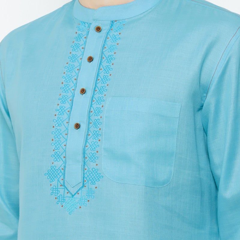 ARCHATTIRE Men's Sky Blue Cotton Kurta for Men - Image 4