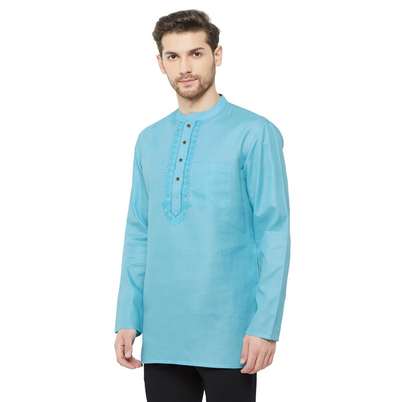 ARCHATTIRE Men's Sky Blue Cotton Kurta for Men - Image 5