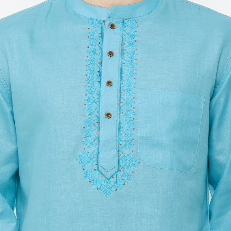 ARCHATTIRE Men's Sky Blue Cotton Kurta for Men - Image 3