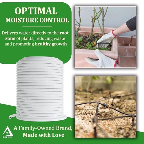 DBR Tech 1/4 Drip Irrigation Tubing, 100 Feet, Flexible PVC Plastic Drip Irrigation Hose for Gardening, Misting, Hydroponics and DIY Landscape Garden Projects, Blank Distribution Tubing (100ft, White) - Image 3