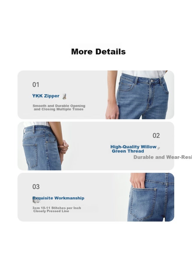 Men's Classic Water Wash Straight Business Jeans Men's Jeans Light Blue 35 - Image 5